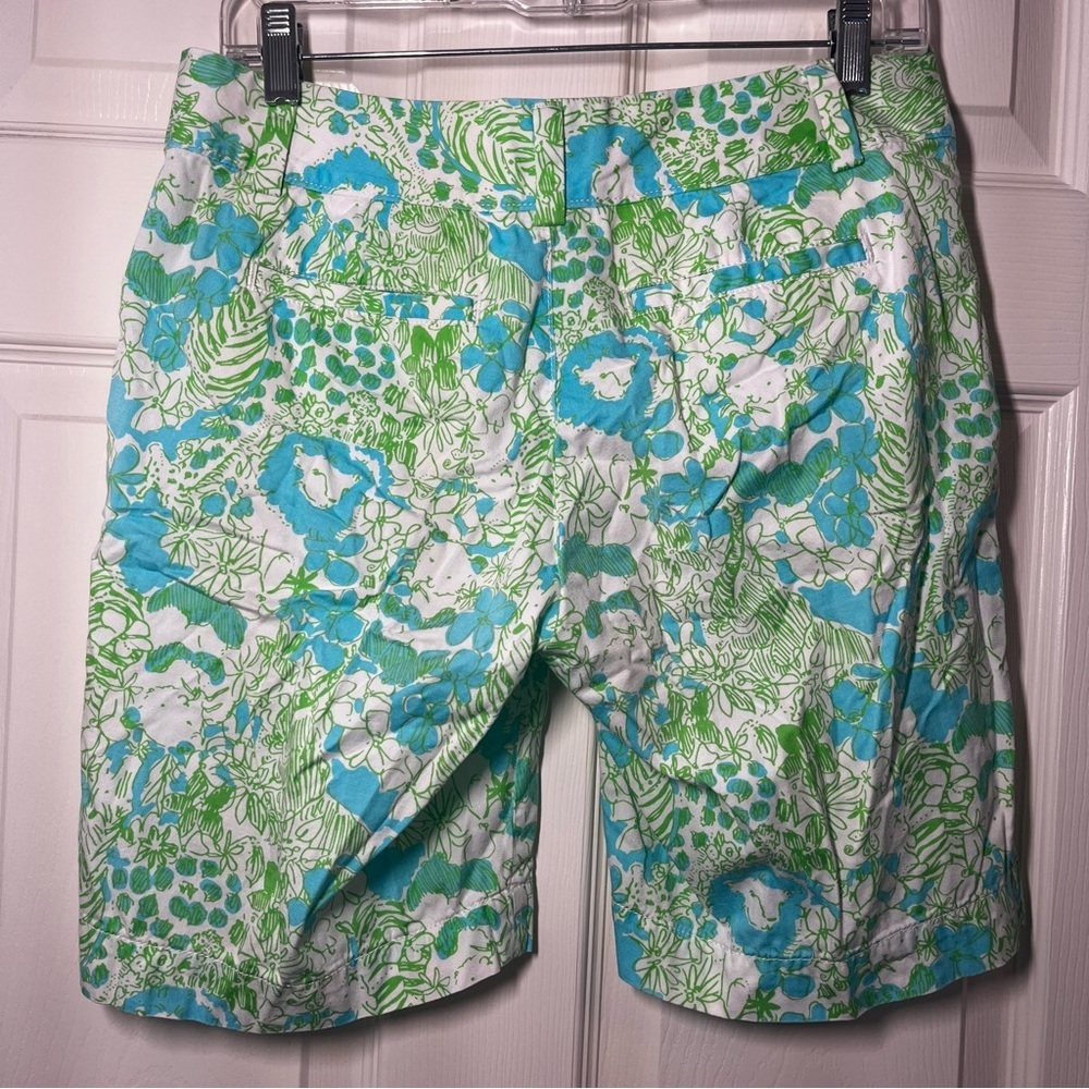 Lilly Pulitzer Mccallum Its A Zoo Green Blue Women's Chipper Shorts Size 4 - Picture 2 of 7